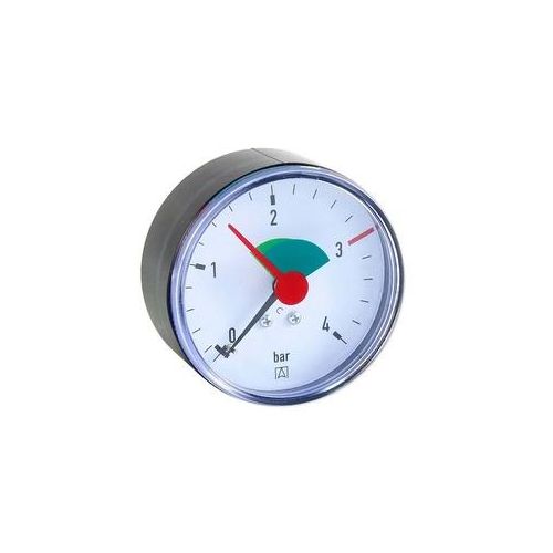 AFRISO Manometer HZ 63 - Anschluss axial/zentrisch 1/4'' AG selbstdichtend, Anzeige 0-4 bar, rote Markierung bei 3,0 bar