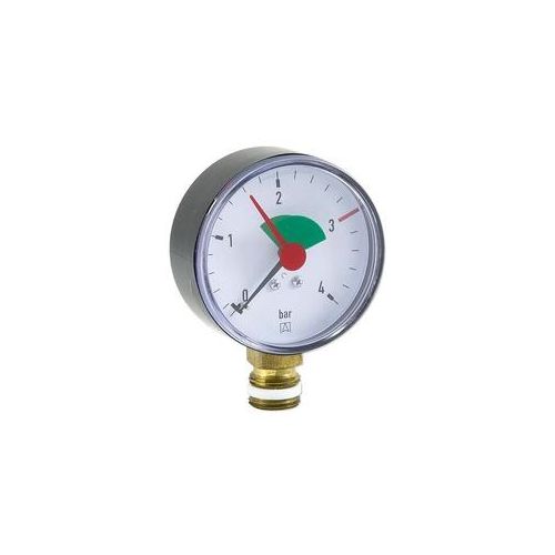 AFRISO Manometer HZ 63 - Anschluss radial 3/8'' AG selbstdichtend, Anzeige 0-4 bar, rote Markierung bei 3,0 bar