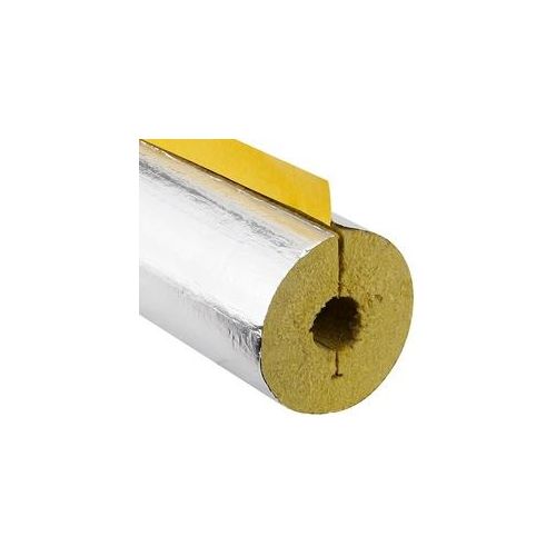 Steinwoll-Rohrschalen alukaschiert für Rohr 28 mm - Dämmschichtdicke 34 mm - geschlitzt - selbstklebend - Länge 1 m - 100% GEG