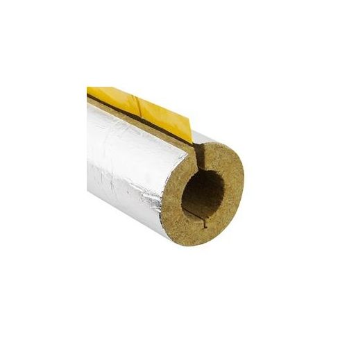 Steinwoll-Rohrschalen alukaschiert für Rohr 42 mm - Dämmschichtdicke 22 mm - geschlitzt - selbstklebend - Länge 1 m - 50% GEG
