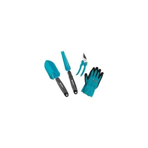 Grundausstattung Kleingeräte 08965-30, Garten-Set türkis/schwarz, 4-teilig