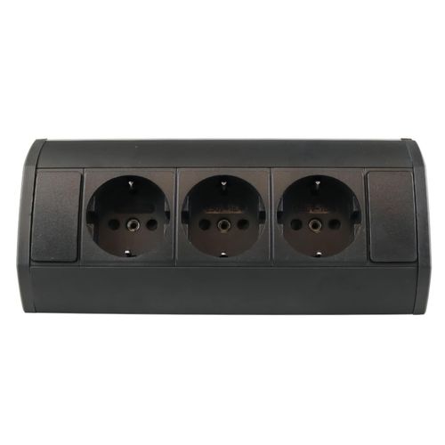 kalb Ecksteckdose 3-fach Steckdosenleiste, Unterbau- / Aufsatz-Steckdose, 1m Anschlusskabel mit EU-Stecker, schwarz