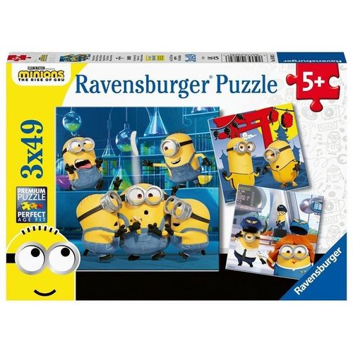 Ravensburger Kinderpuzzle - 05082 Witzige Minions - Puzzle für Kinder ab 5 Jahren, mit 3x49 Teilen