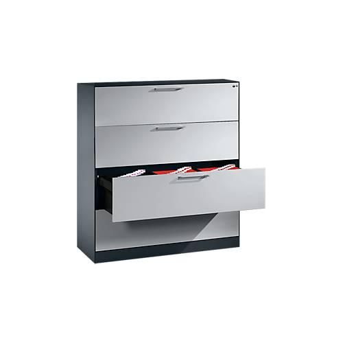 Hängeregistraturschrank ASISTO C 3000, 4 Schubladen, 3-bahnig, B 1200 mm, anthrazit/alusilber