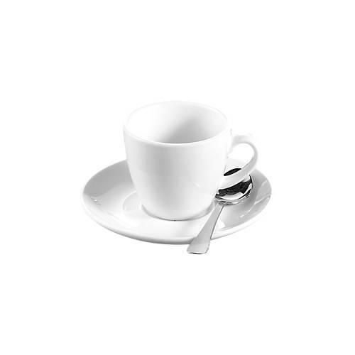 Espressotassen-Set BISTRO, 6 Tassen & Untertassen, jeweils 0,1 l, H 58 mm, Porzellan, weiß