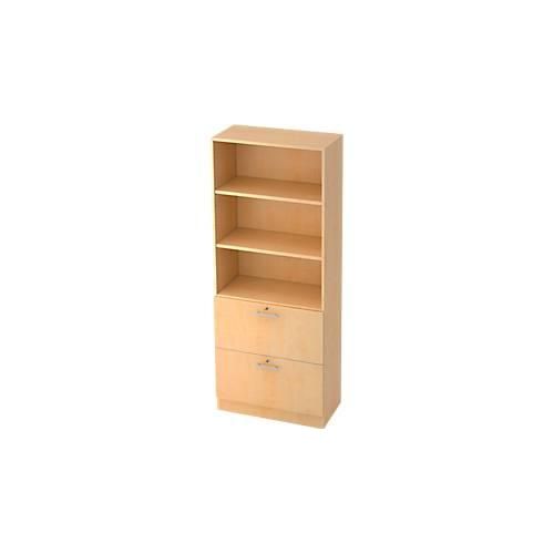 Hängeregistraturschrank JENA, 5 OH, B 800 mm, 2 Schubladen, abschließbar, Ahorn-Dekor