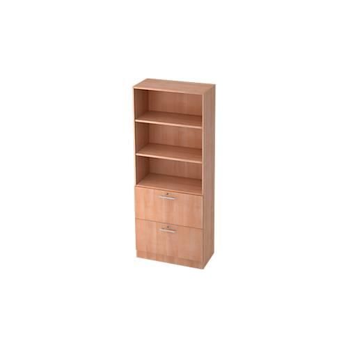 Hängeregistraturschrank JENA, 5 OH, B 800 mm, 2 Schubladen, abschließbar, Nussbaum-Dekor