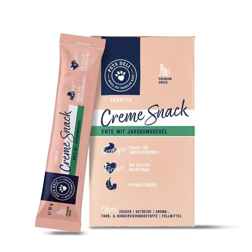 Snack Creme Ente mit Jakobsmuschel für Katzen - 6 x 15g / Einzelpackung