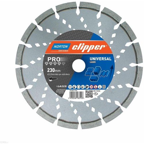 Clipper Diamanttrennscheibe pro Universal Laser - 230x22,23 mm - Norton