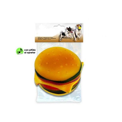 Trade Shop Traesio - hamburger brötchen katze hundespielzeug mit geräuschen 18 x 12 cm hundespielzeug