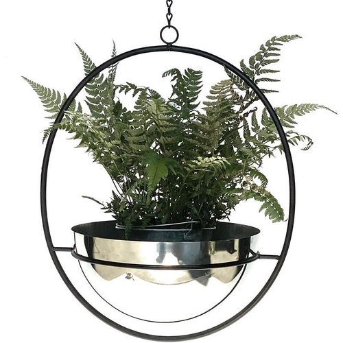 Blumenampel Innen Metall Wand Hängepflanzen 78 cm 96087 l mit Topf Silber Pflanzenhänger Blumenhänger Topfhänger Blumen Blumentopfhänger Hängetopf