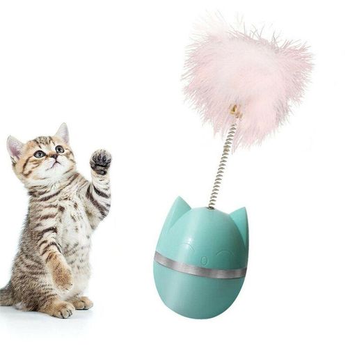 Kinsi - Interaktives Katzenspielzeug Ball, Katzenspielzeug, für drinnen, Mit Federn