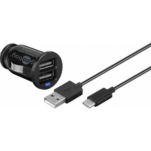 Usb Type-C™ vehicle charger set, black, 1 m - 2.1 A vehicle charging adapter and usb Type-C™ cable (58820) - Goobay