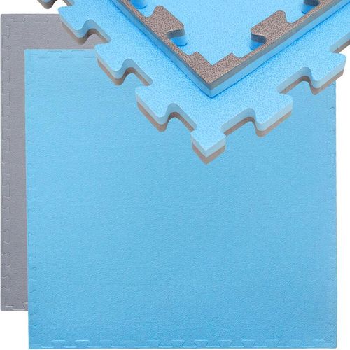 Eyepower - Exercise Puzzle Mat Protective Flooring for sport fitness 90x90x2cm Gray Blue - blau