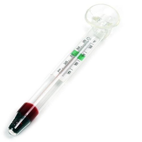 WDJ-02 Aquarium Thermometer -1–43 °c / 35–105 °f analoges Glasthermometer mit Saugnapf für Aquarium Temperatur, Terrarium oder Gewächshaus - Sunsun