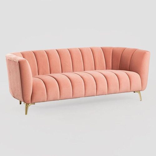 3-Sitzer Sofa aus Samt Creys Magnolie - Magnolie - Sklum