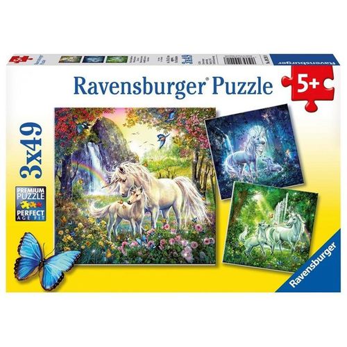 Ravensburger Kinderpuzzle - 09291 Schöne Einhörner - Puzzle für Kinder ab 5 Jahren, mit 3x49 Teilen