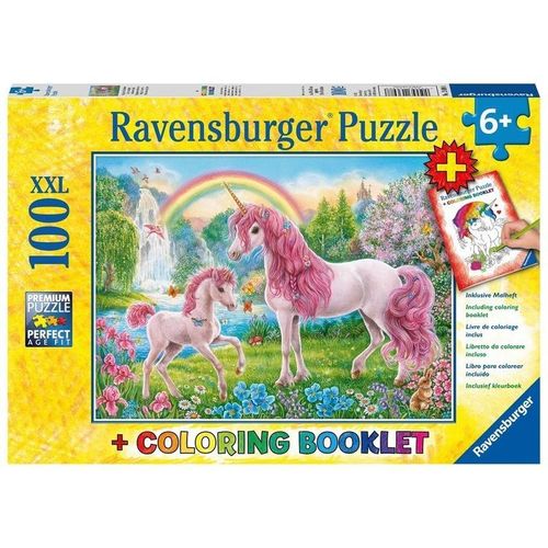 Ravensburger Kinderpuzzle - 13698 Magische Einhörner - Einhorn-Puzzle für Kinder ab 6 Jahren, mit 100 Teilen im XXL-Format, inklusive Malheft