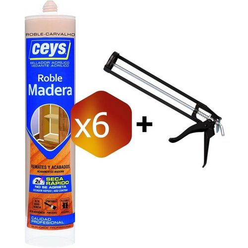 Pack de 6 cartuchos Ceys Sellador para madera (Roble) (∼300 ml.)