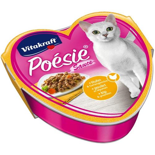 Katzenfutter Poesie Sauce, Huhn und Gartengemüse - 15 Schalen - Vitakraft