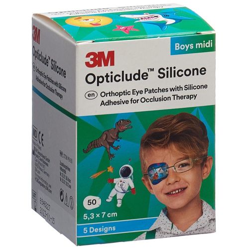 Opticlude Silicone Augenverband 5.3x7cm Midi Boys (50 Stück)