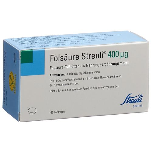 Folsäure Streuli Tablette 400 mcg (100 Stück)