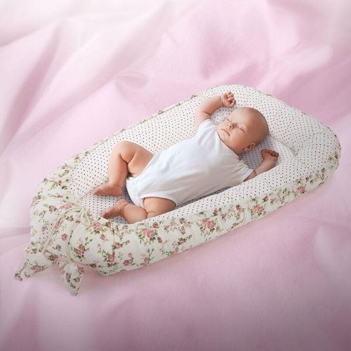 Babynest aus Baumwolle, 90x50 cm, Weiß, 2-Teilig, antiallergisch - Joyz
