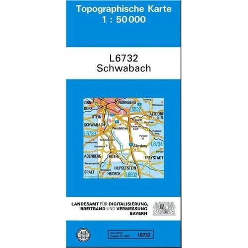 Topographische Karte Bayern Schwabach - Breitband und Vermessung, Bayern Landesamt für Digitalisierung, Karte (im Sinne von Landkarte)