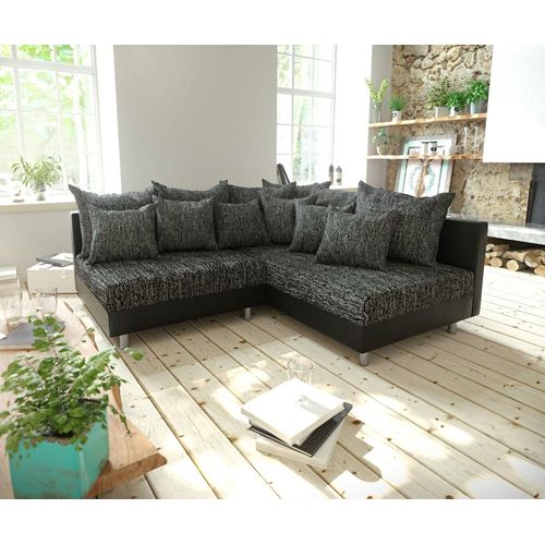 DELIFE Ecksofa Clovis Schwarz Ottomane Rechts Modulsofa erweiterbar