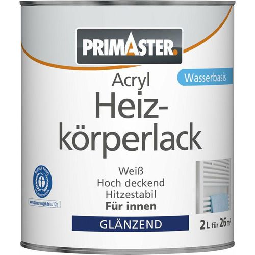 Primaster - Acryl Heizkörperlack 2L Weiß Glänzend Heizkörperfarbe Heizungslack