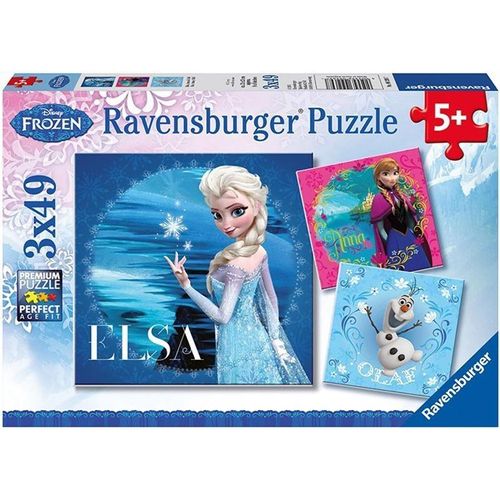 Ravensburger Kinderpuzzle - 09269 Elsa, Anna & Olaf - Puzzle für Kinder ab 5 Jahren, Disney Frozen Puzzle mit 3x49 Teilen