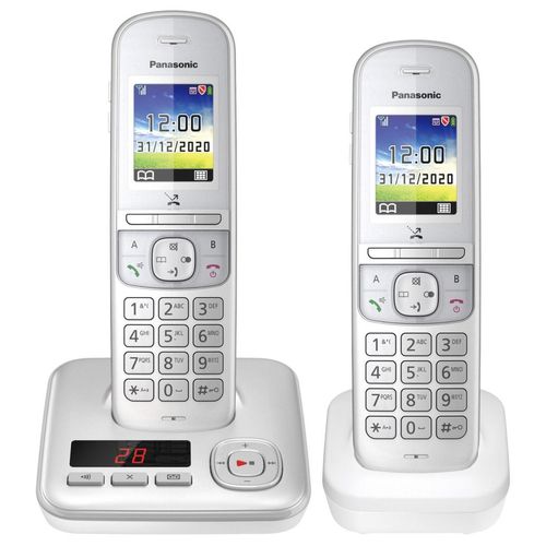 Panasonic Schnurloses Telefon-Set mit Anrufbeantworter KX-TGH722GG silber