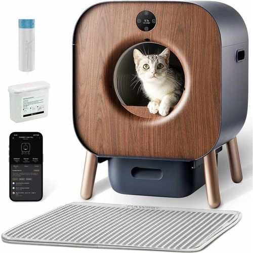 Pawbby - P1 Ultra Katzenklo Selbstreinigend, Selbstreinigende Katzentoilette, TÜV-Zertifizierung, Anti-Klemm-/Pflanzendesodorierendes Design,