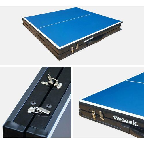 Sweeek - indoor Mini-Tischtennisplatte 150x75cm + Zubehör - Blau