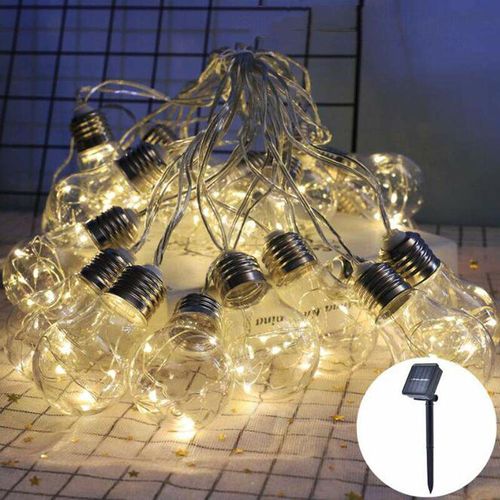 Trade Shop - Solar Lichterkette 8 Meter/20 led Deko Glühbirnen Warmweiß Solarbetrieben für Weihnachten Party Deko Schmuck Girlande Dekoration Garten