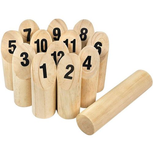 Uisebrt - Wurfspiel mit Zahlen Wikingerspiel für Draußen Holz-Kegel Spielzeug aus Finnland Lustiges Holzwurfspiel Garten für Kinder und Erwachsene