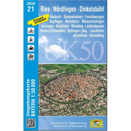 UK50-21 Ries, Nördlingen, Dinkelsbühl, Karte (im Sinne von Landkarte)