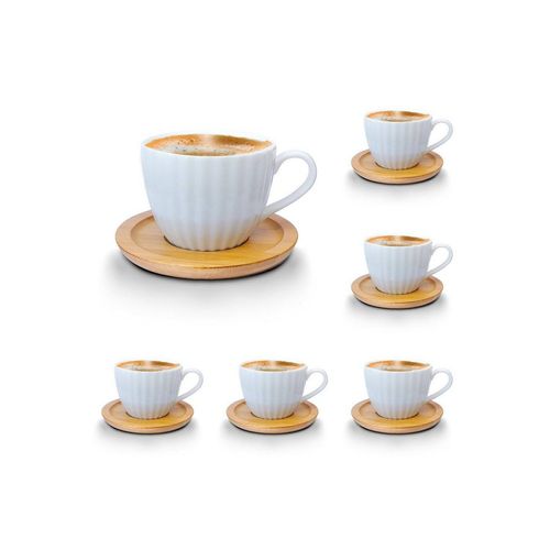 Melody Tasse Porzellan Tassen Set Teeservice Kaffeeservice mit Untertassen 12-Teilig