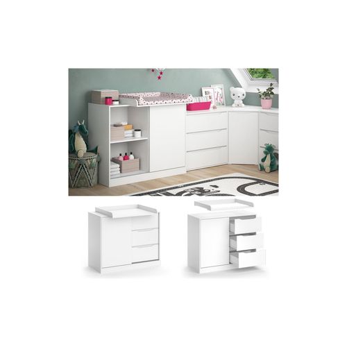 Vicco Wickelkommode Ruben 113 x 53 cm, Weiß, Wickeltisch inkl. Wickelauflage