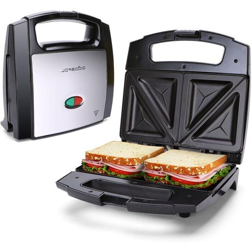 Sandwichmaker 800W,Sandwichtoaster,Panini Grill,Antihaftbeschichtung,doppelseitiges Backen bei konstanter Temperatur,Schwarz - Aigostar