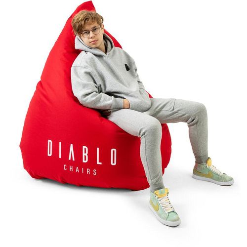Diablo Chairs - Diablo Gaming Sitzsack xxl Sitzsack mit Füllung Gaming Sessel Kindersitzsack Beanbag eps Perlen Polyester 110 cm x 100 cm (Rot)