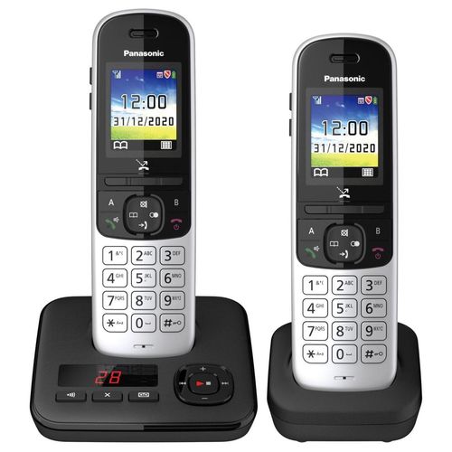 Panasonic Schnurloses Telefon-Set mit Anrufbeantworter KX-TGH722GS silber-schwarz