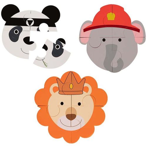 Bo Jungle B-Animal puzzel Panda/Elephant/Lion 3 st