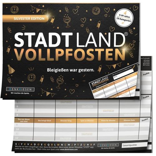 Stadt Land Vollpfosten - Denkriesen - Stadt Land Vollpfosten® - Silvester Edition - "Bleigießen war gestern" (Spiel)