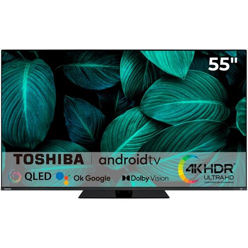 E (A bis G) TOSHIBA LED-Fernseher "55QA7D63DG" Fernseher schwarz LED Fernseher