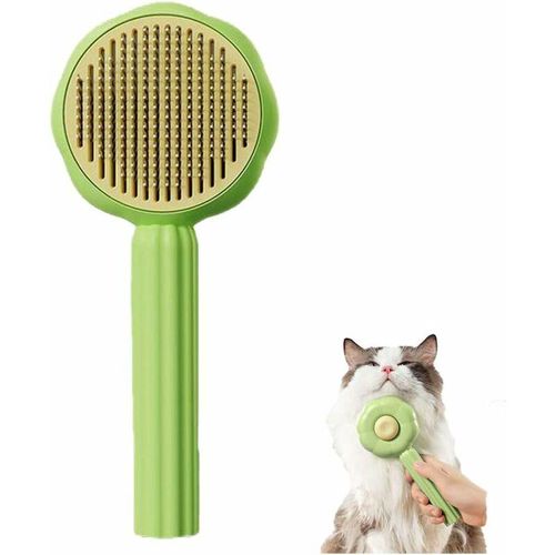 Tierhaar-Reinigungsbürste, mit Haarentfernungsknopf, selbstreinigende Massagebürste für Katzen und Hunde, selbstreinigende Bürsten für Hunde und