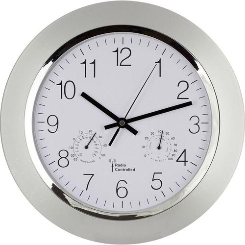 Eurotime - 56004 Funk Wanduhr 34 cm x 5 cm Silber