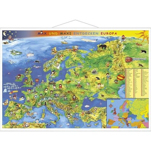 Kindereuropakarte - Max und Maxi entdecken Europa, Karte (im Sinne von Landkarte)