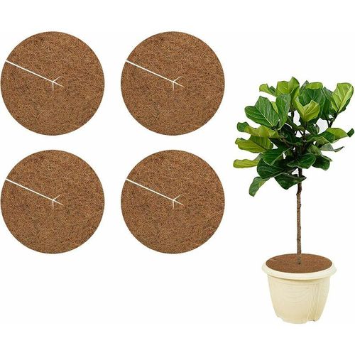 4 Stück Kokos-Mulchscheibe 30 cm, Kokosmatte, Winterschutz Kokos-Mulchscheibe für Topfpflanzen - Minkurow