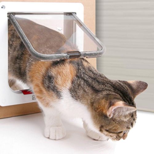 Katzenklappe Katzenklappen 4 Wege Katzentür PetSafe mit Tunnel Katzen Hundeklappe - weiß - Vingo
